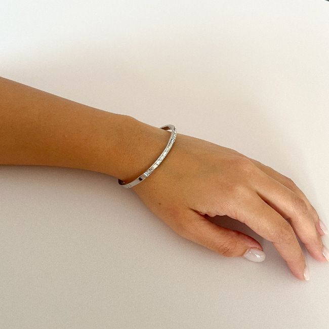Pulsera Brillos Rectangulares Plata