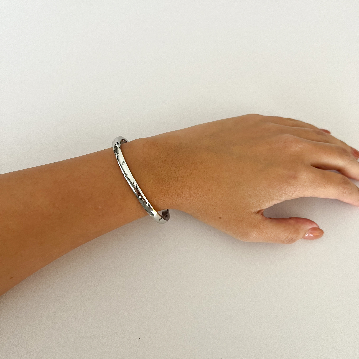 Pulsera Rígida Brillos Plata