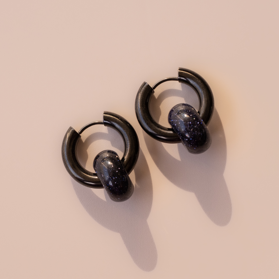 Arete Aventurina Azul Medi