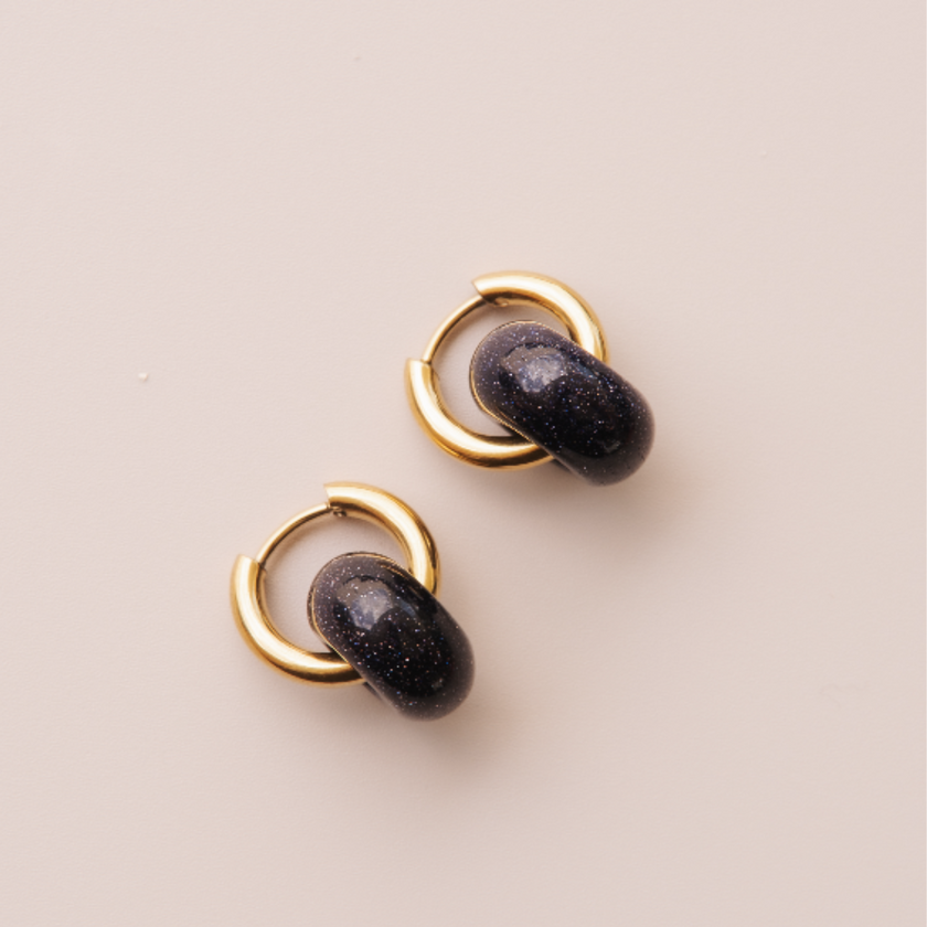 Arete Aventurina Azul Medi