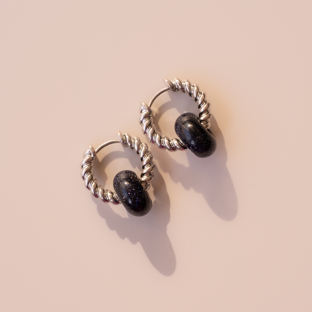 Arete Aventurina Azul Medi