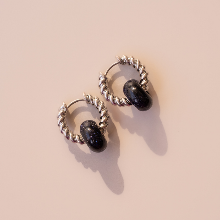 Arete Aventurina Azul Medi