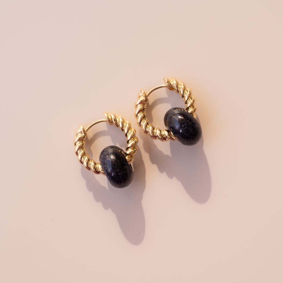 Arete Aventurina Azul Medi