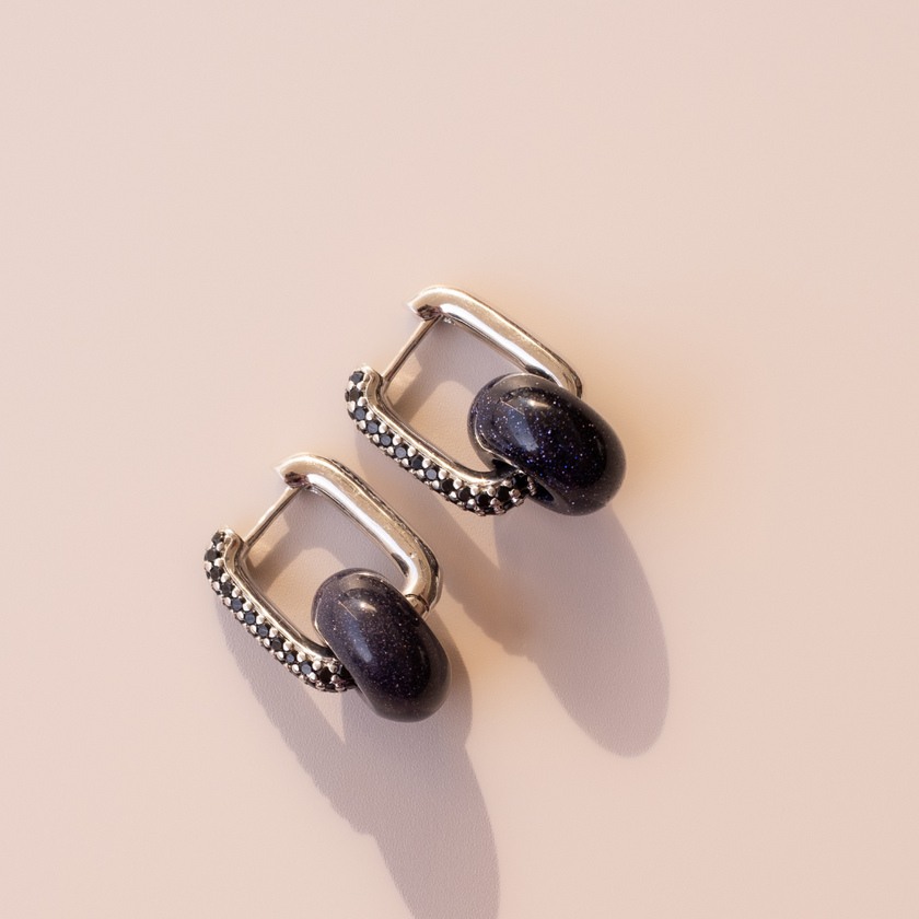 Arete Aventurina Azul Medi