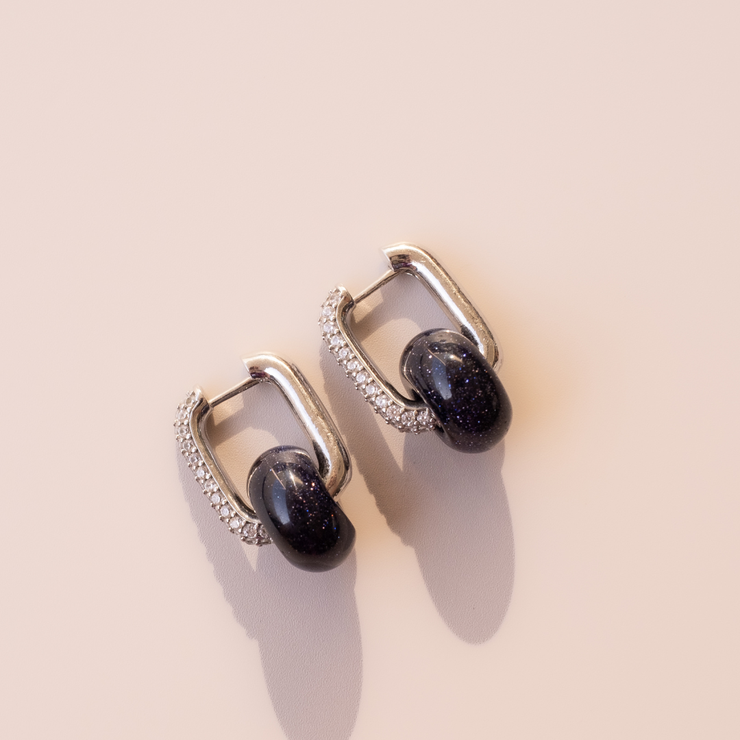 Arete Aventurina Azul Medi