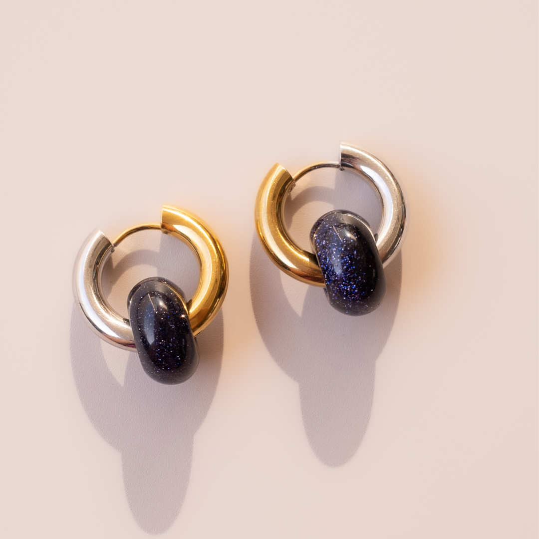 Arete Aventurina Azul Medi