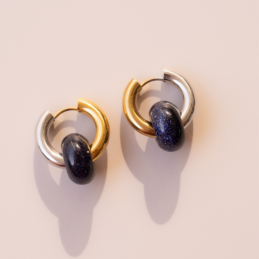 Arete Aventurina Azul Medi