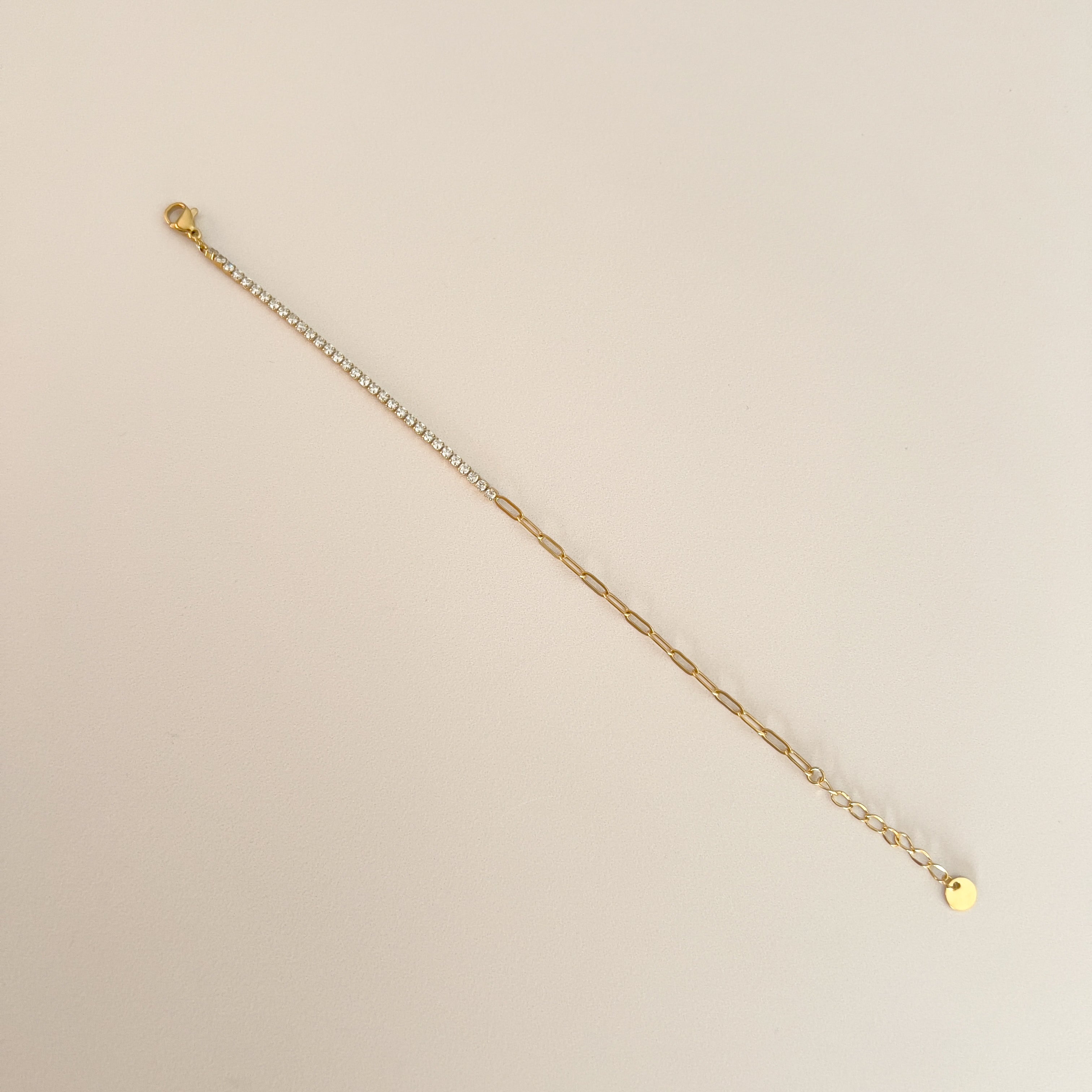 Pulsera Brillo Blanco Cadena Dorada