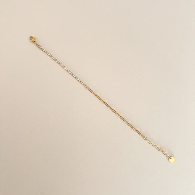 Pulsera Brillo Blanco Cadena Dorada