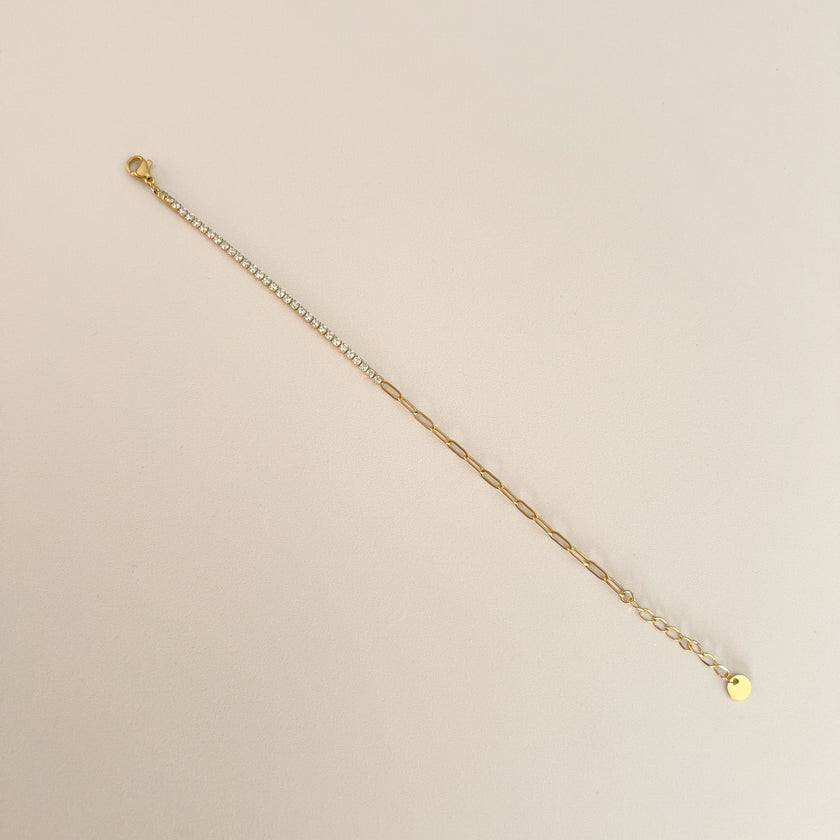 Pulsera Brillo Blanco Cadena Dorada