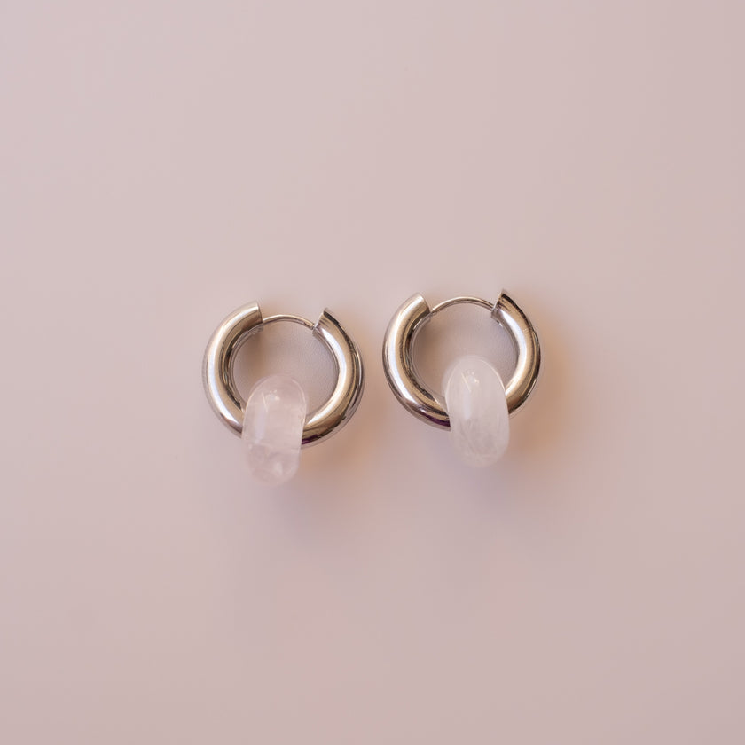 Arete Cuarzo Rosa Medi