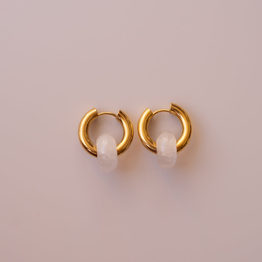 Arete Cuarzo Rosa Medi