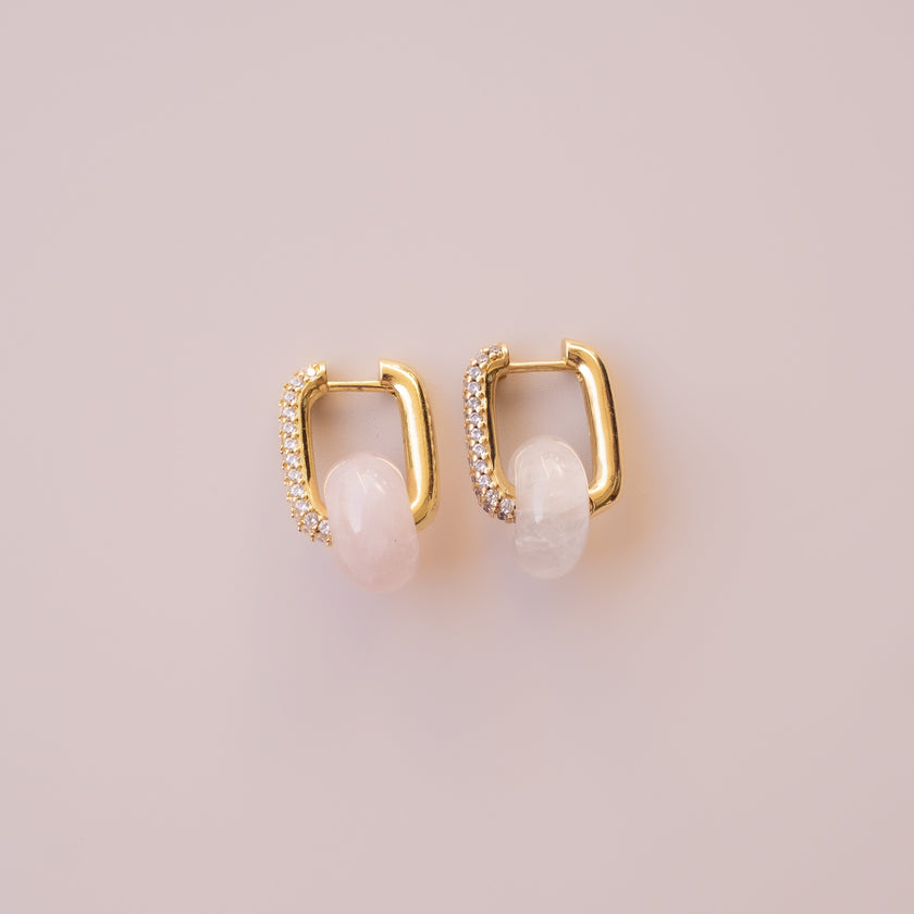 Arete Cuarzo Rosa Medi
