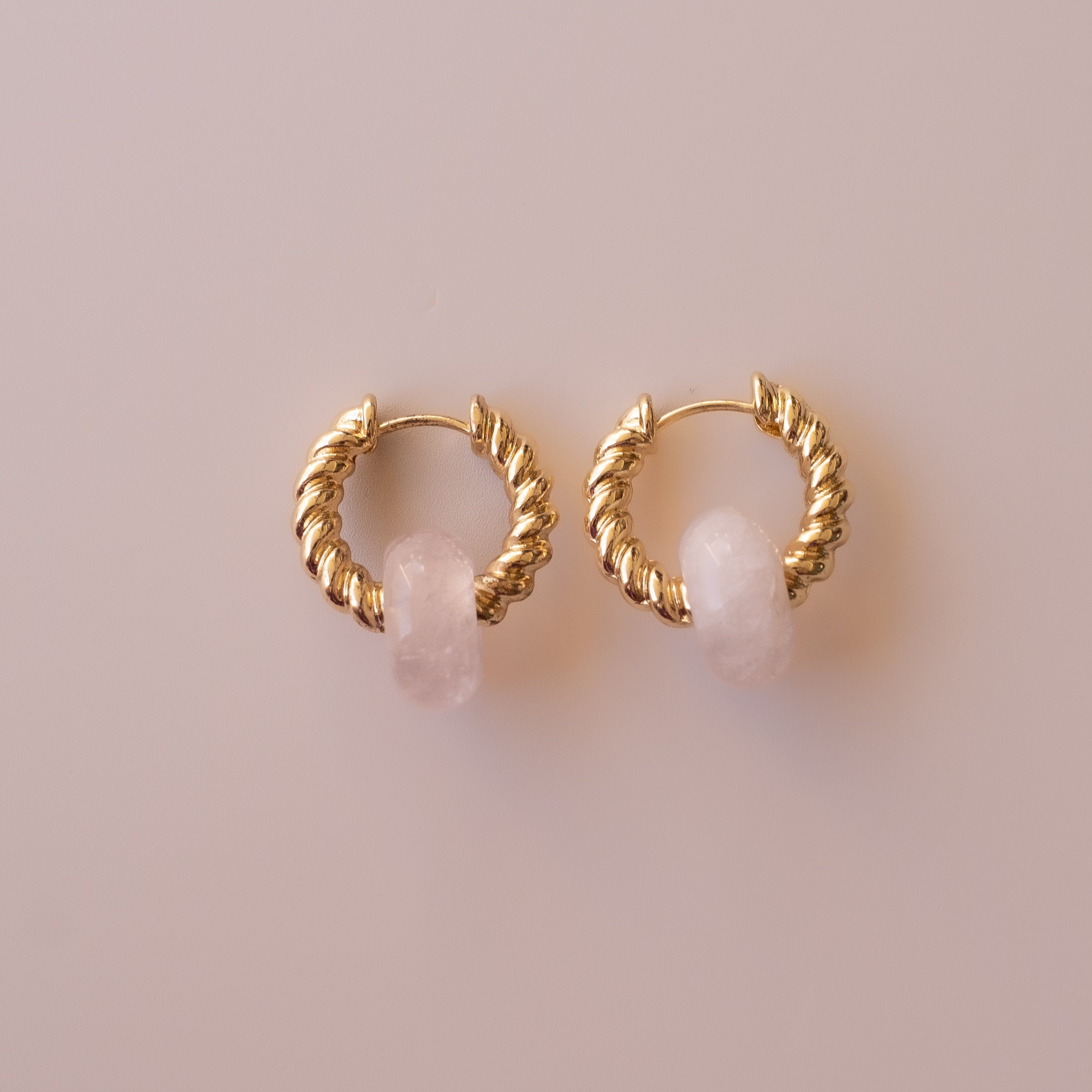 Arete Cuarzo Rosa Medi