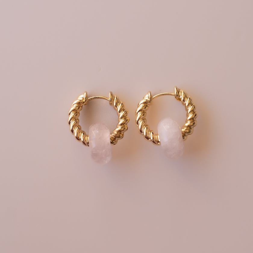 Arete Cuarzo Rosa Medi