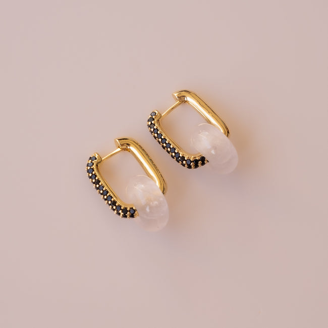 Arete Cuarzo Rosa Medi