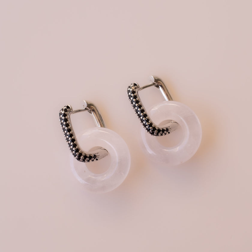 Arete Cuarzo Rosa Big
