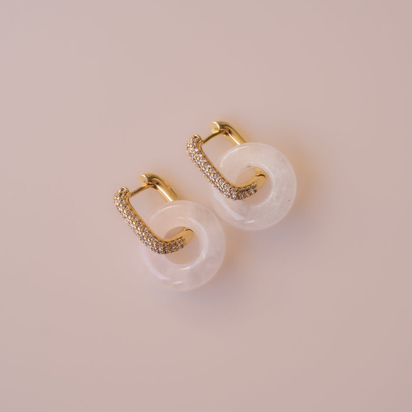 Arete Cuarzo Rosa Big