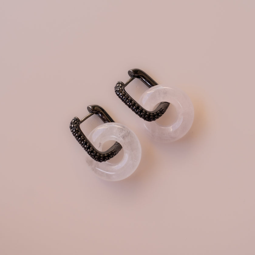 Arete Cuarzo Rosa Big
