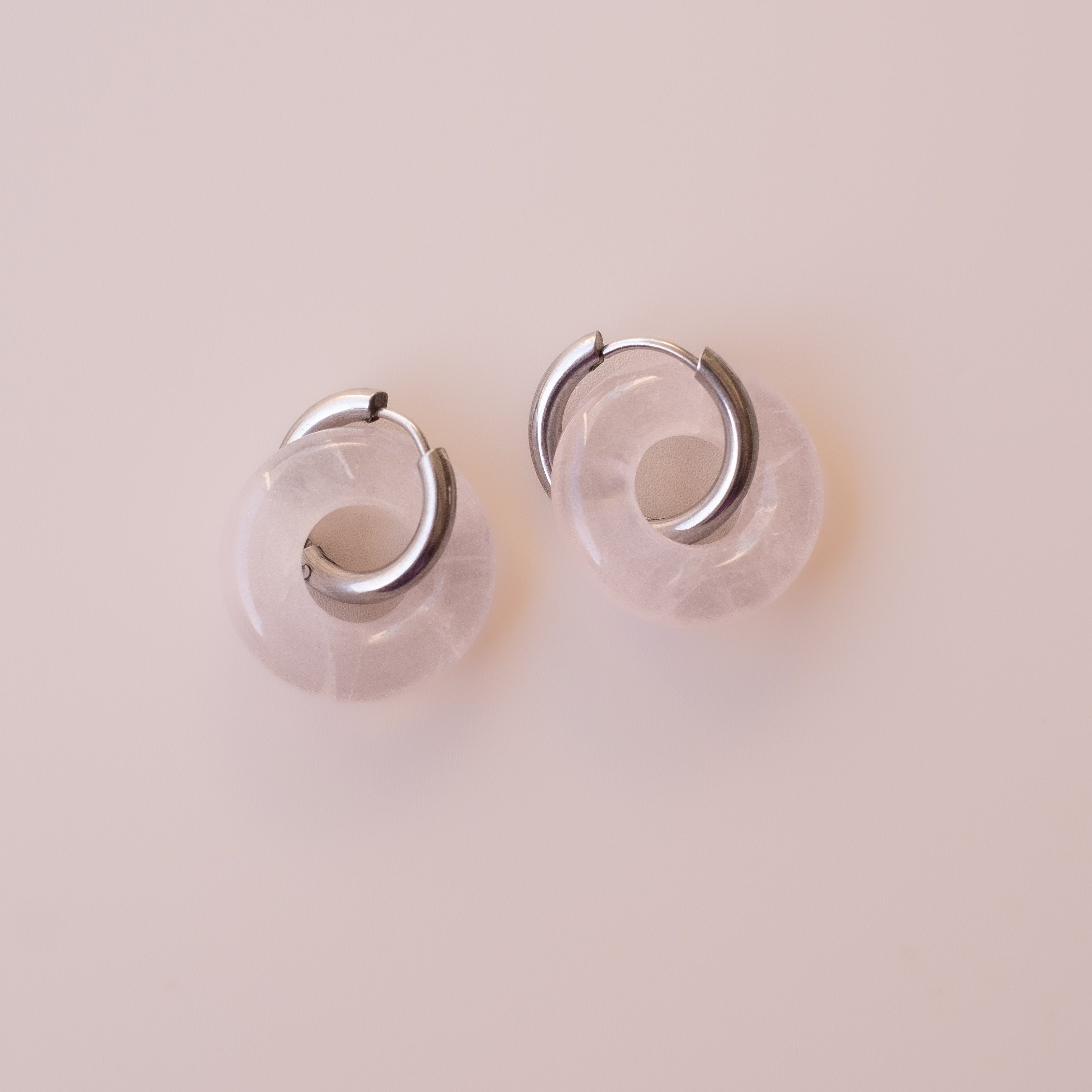 Arete Cuarzo Rosa Big
