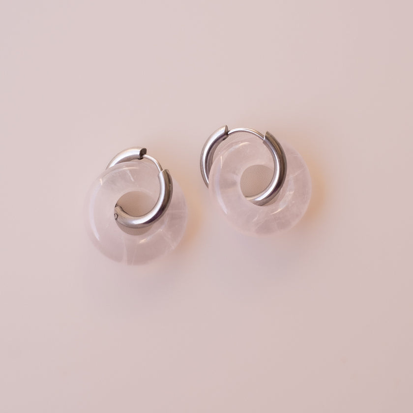 Arete Cuarzo Rosa Big