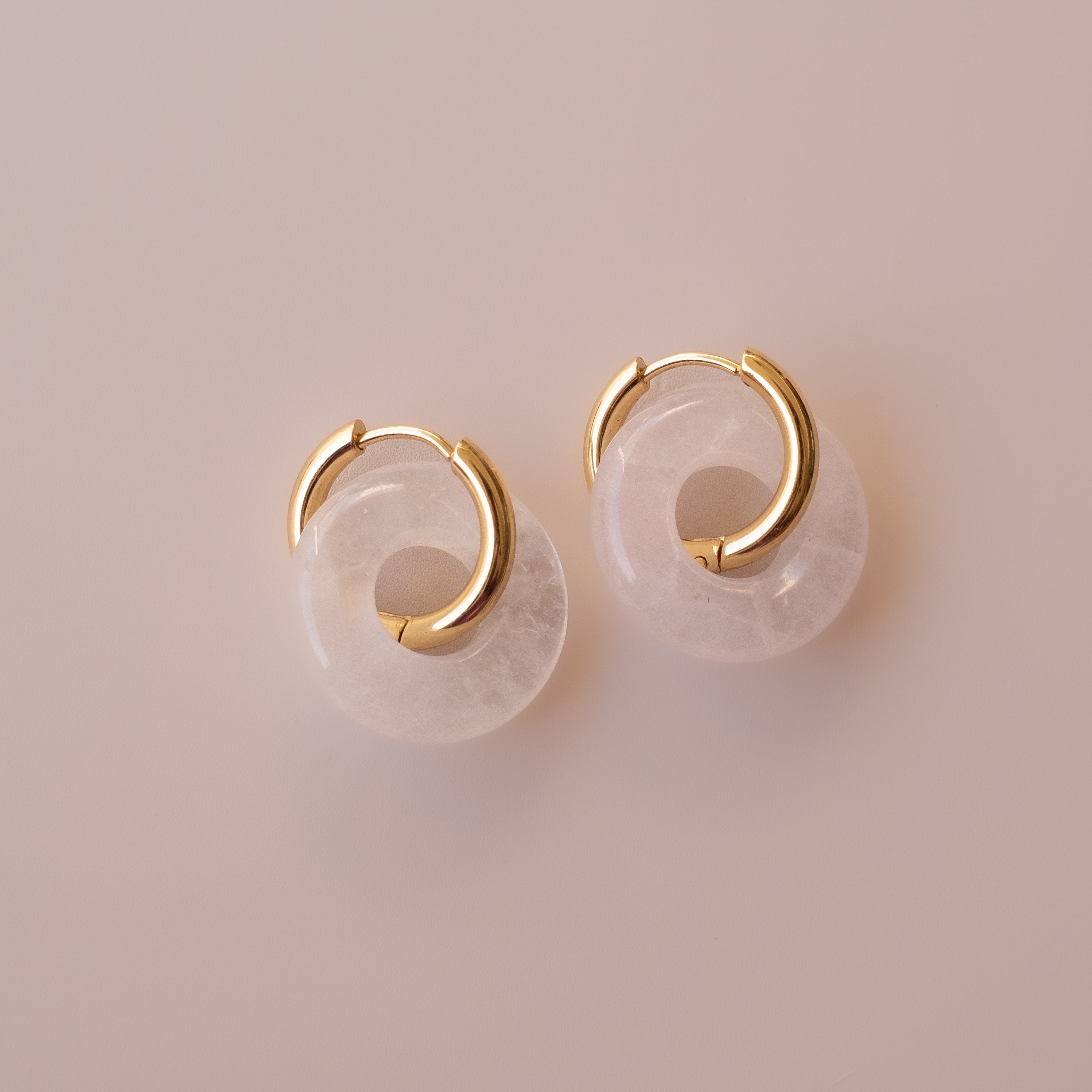 Arete Cuarzo Rosa Big