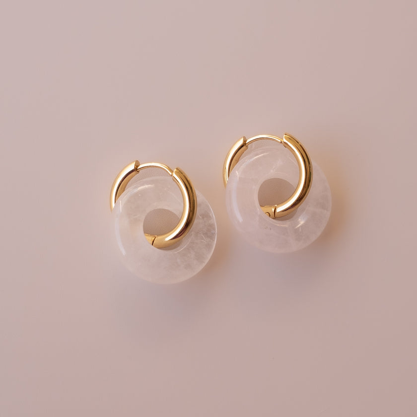 Arete Cuarzo Rosa Big