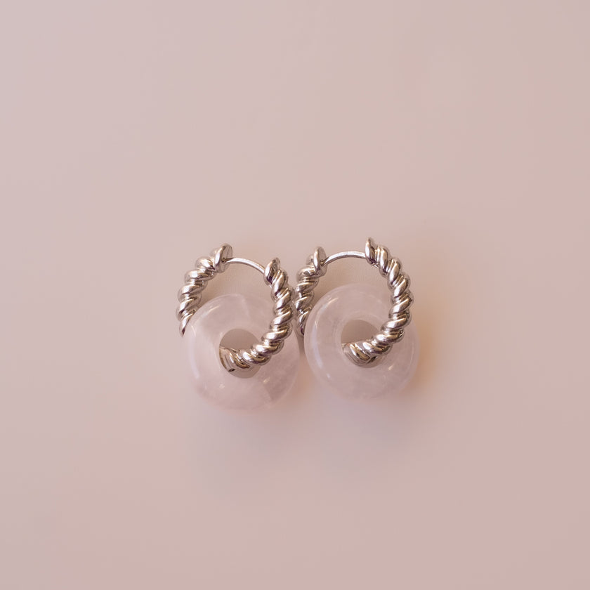 Arete Cuarzo Rosa Big