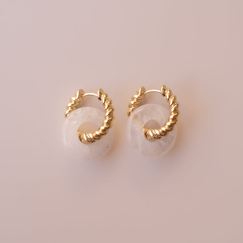 Arete Cuarzo Rosa Big