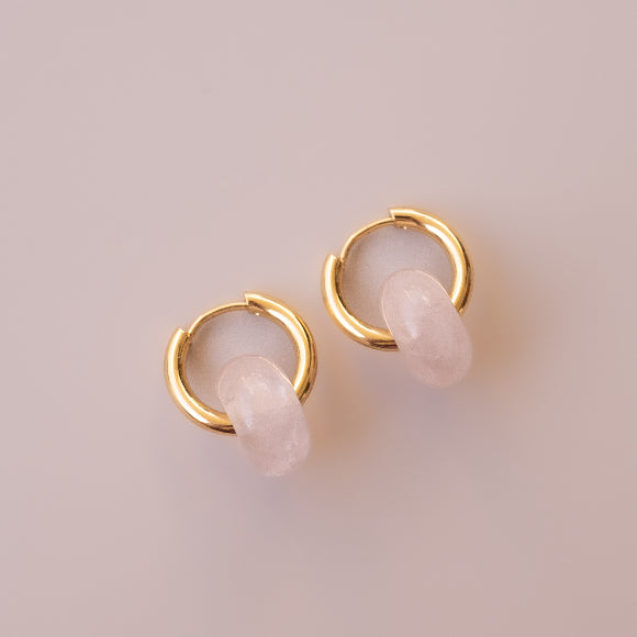 Arete Cuarzo Rosa Medi