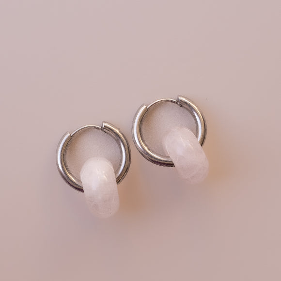 Arete Cuarzo Rosa Medi